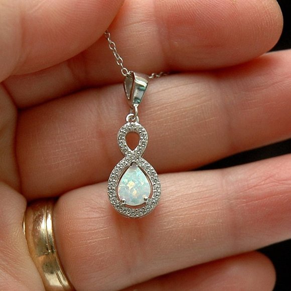 Independent Jewelry - White Lab Opal Infinitive Pendant NEW